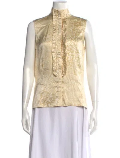 Pre-owned St. John Couture Silk Patterned Top In Neutrals