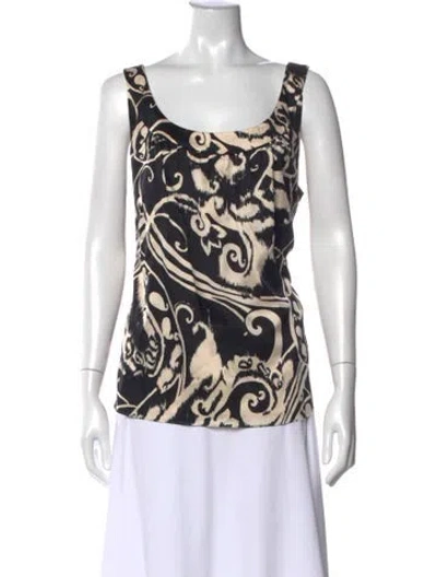 Pre-owned St. John Couture Silk Printed Top In Neutral