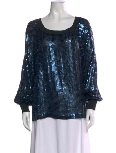 Pre-owned St. John Couture Silk Scoop Neck Top In Black