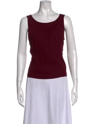 Pre-owned St. John Couture Silk Scoop Neck Top In Burgundy