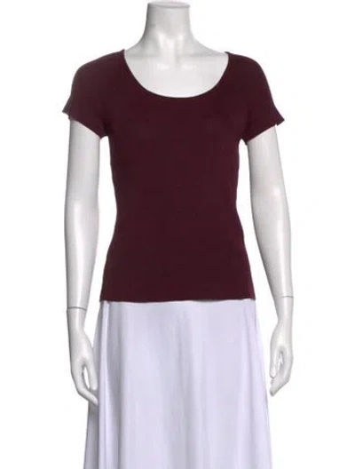 Pre-owned St. John Couture Silk Scoop Neck Top In Burgundy