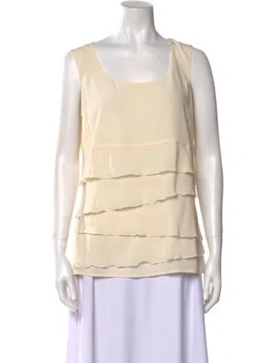 Pre-owned St. John Couture Silk Scoop Neck Top In Neutral