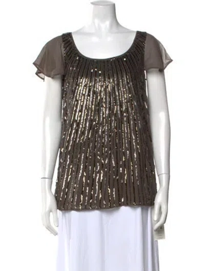 Pre-owned St. John Couture Silk Striped Top In Brown