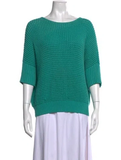 Pre-owned St. John Couture Silk Tweed Pattern Sweater In Green