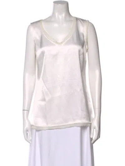 Pre-owned St. John Couture Silk V-neck Top In Blue