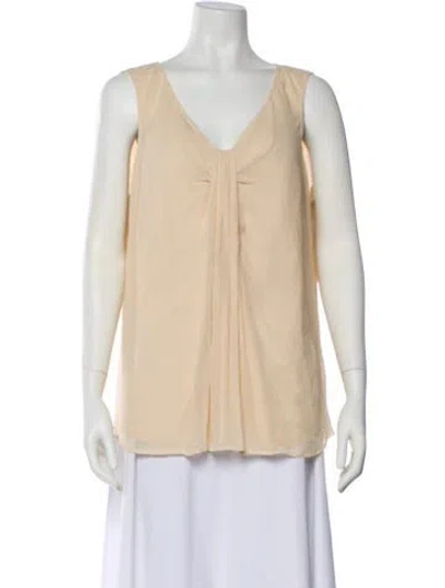 Pre-owned St. John Couture Silk V-neck Top In Neutral