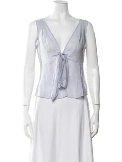 Pre-owned St. John Couture Silk V-neck Top In Neutrals
