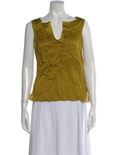 Pre-owned St. John Couture Silk V-neck Top In Yellow