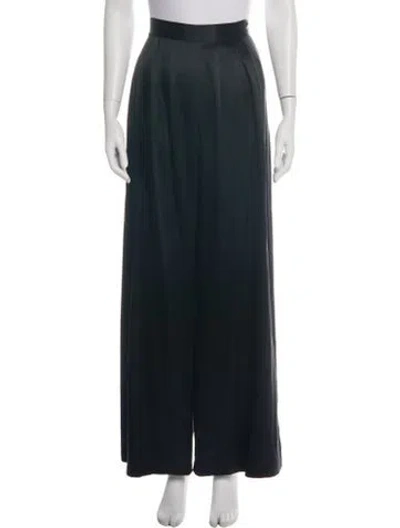 Pre-owned St. John Couture Silk Wide Leg Pants In Black