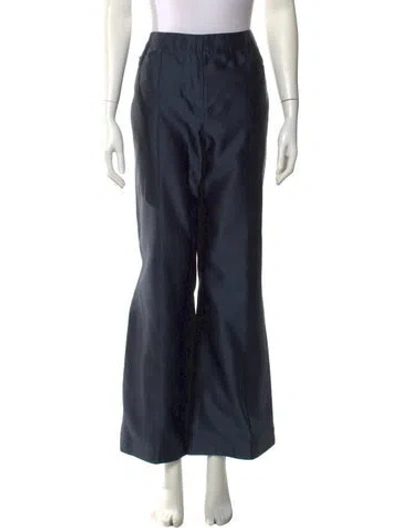 Pre-owned St. John Couture Silk Wide Leg Pants In Blue