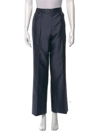 Pre-owned St. John Couture Silk Wide Leg Pants In Blue