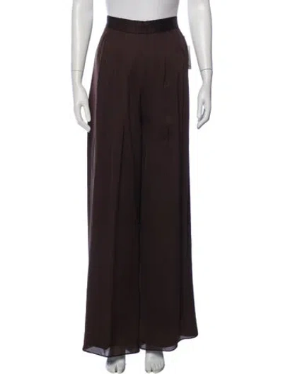 Pre-owned St. John Couture Silk Wide Leg Pants In Brown