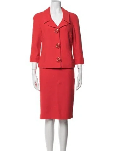 Pre-owned St. John Couture Skirt Set In Red