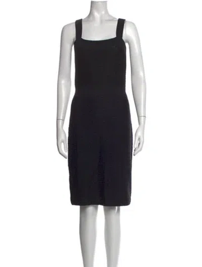 Pre-owned St. John Couture Square Neckline Knee-length Dress In Black