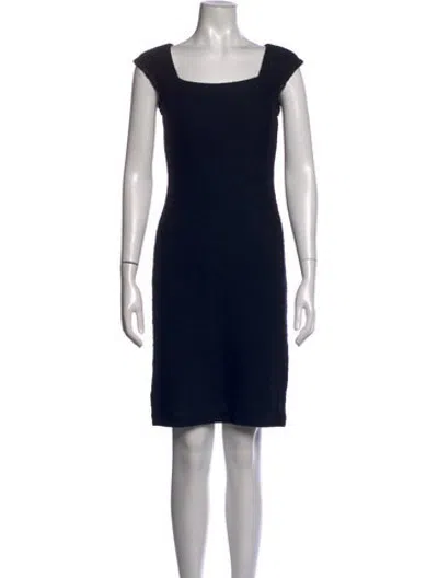 Pre-owned St. John Couture Square Neckline Knee-length Dress In Black