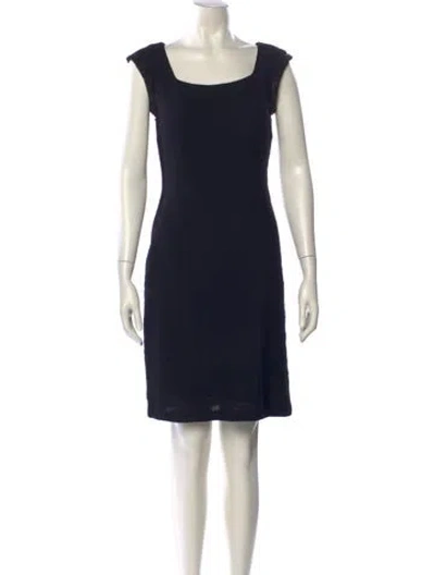 Pre-owned St. John Couture Square Neckline Knee-length Dress In Blue