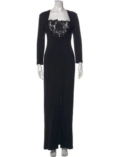 Pre-owned St. John Couture Square Neckline Long Dress In Black