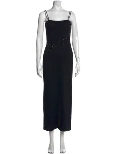 Pre-owned St. John Couture Square Neckline Long Dress In Black