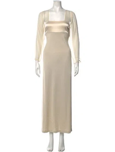 Pre-owned St. John Couture Square Neckline Long Dress In Neutrals