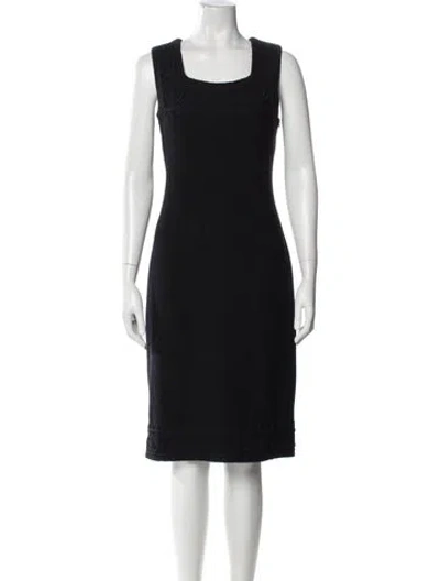 Pre-owned St. John Couture Square Neckline Midi Length Dress In Blue