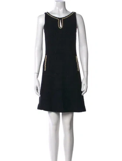 Pre-owned St. John Couture Square Neckline Mini Dress In Black