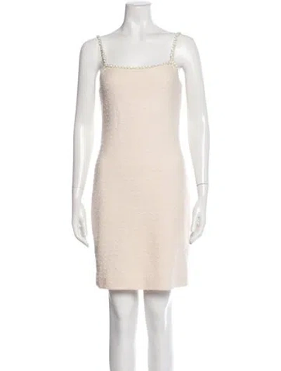 Pre-owned St. John Couture Square Neckline Mini Dress In Neutral