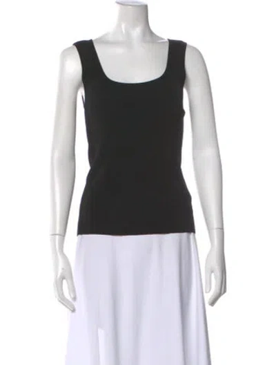 Pre-owned St. John Couture Square Neckline Sleeveless Top In Black