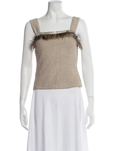 Pre-owned St. John Couture Square Neckline Sleeveless Top In Neutral