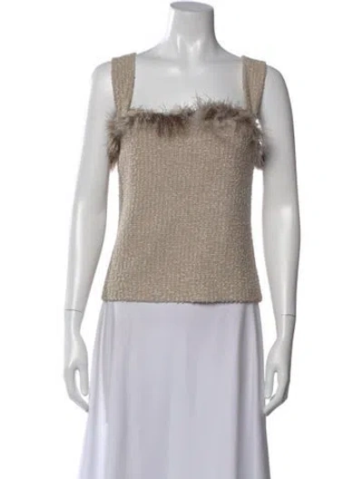 Pre-owned St. John Couture Square Neckline Sleeveless Top In Neutral