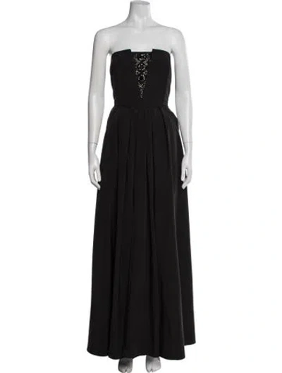 Pre-owned St. John Couture Strapless Long Dress In Black