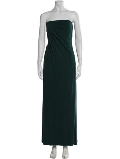 Pre-owned St. John Couture Strapless Long Dress In Green