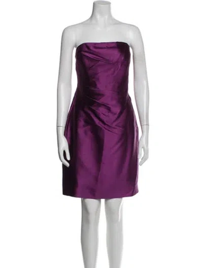 Pre-owned St. John Couture Strapless Mini Dress In Purple