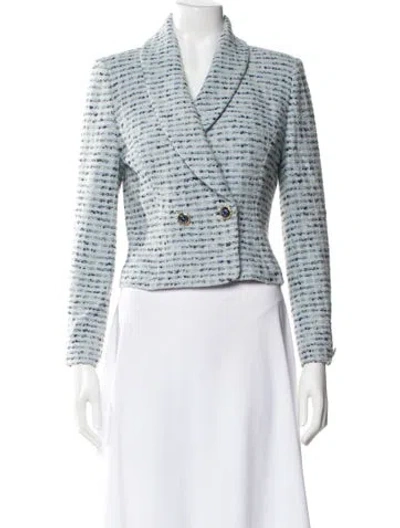 Pre-owned St. John Couture Striped Blazer In Blue