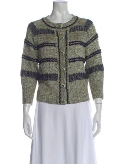 Pre-owned St. John Couture Striped Crew Neck Sweater In Blue