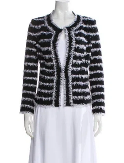 Pre-owned St. John Couture Striped Evening Jacket In Black