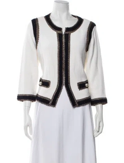 Pre-owned St. John Couture Striped Evening Jacket W/ Tags In White