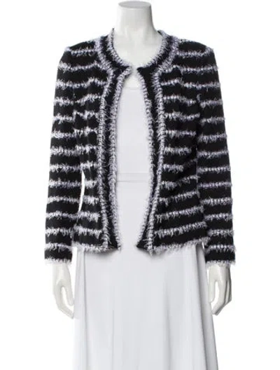 Pre-owned St. John Couture Striped Evening Jacket In White