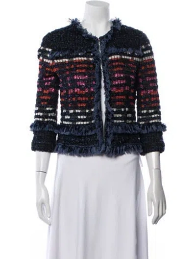 Pre-owned St. John Couture Striped Jacket In Blue