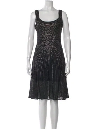 Pre-owned St. John Couture Striped Knee-length Dress In Black