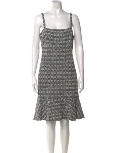 Pre-owned St. John Couture Striped Knee-length Dress In Green