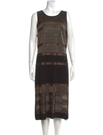 Pre-owned St. John Couture Striped Midi Length Dress In Multi