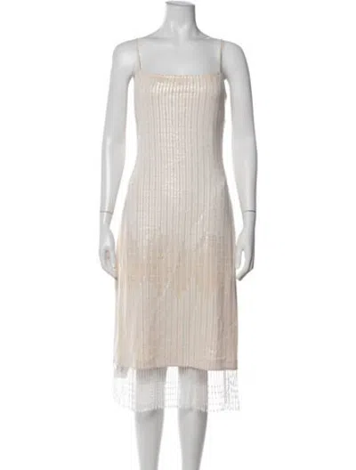 Pre-owned St. John Couture Striped Midi Length Dress In Neutrals