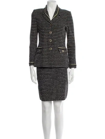 Pre-owned St. John Couture Striped Skirt Suit In Neutral