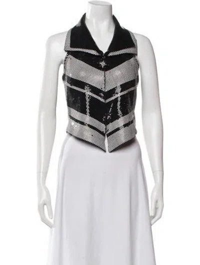 Pre-owned St. John Couture Striped Sleeveless Top In White