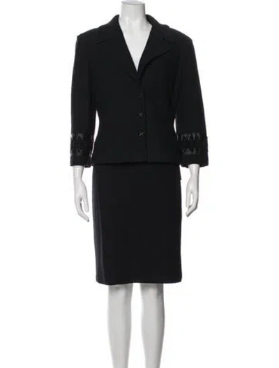 Pre-owned St. John Couture Studded Accents Skirt Suit In Blue