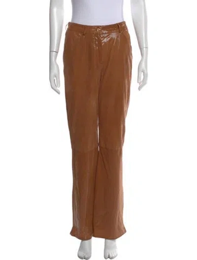 Pre-owned St. John Couture Suede Wide Leg Pants In Brown