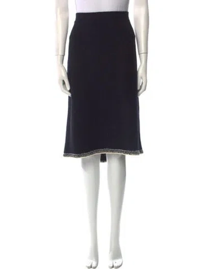 Pre-owned St. John Couture Tassel Accents Knee-length Skirt In Blue