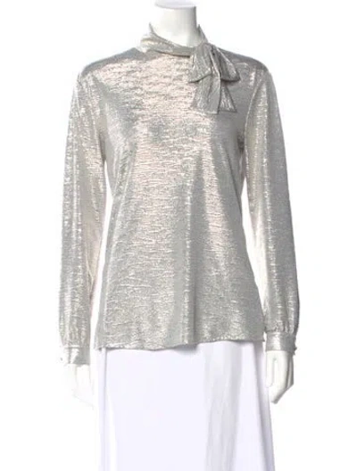 Pre-owned St. John Couture Tie Neck Long Sleeve Blouse