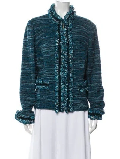Pre-owned St. John Couture Tweed Evening Jacket In Blue