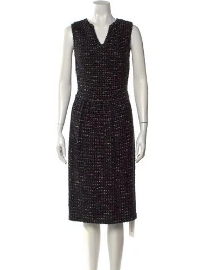 Pre-owned St. John Couture Tweed Knee-length Dress In Black